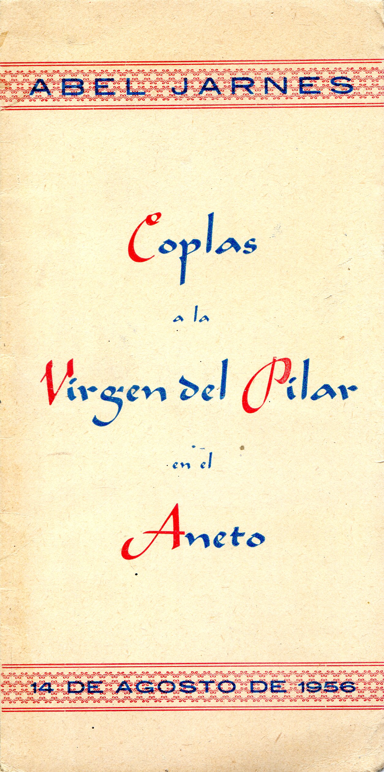 Coplas a la Virgen del Pilar en el Aneto : 14 de agosto de 1956 - Portada